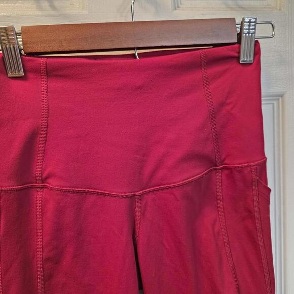 VS Knockout Burgundy High-Waisted Leggings with Side Pockets-XS - Picture 3 of 6
